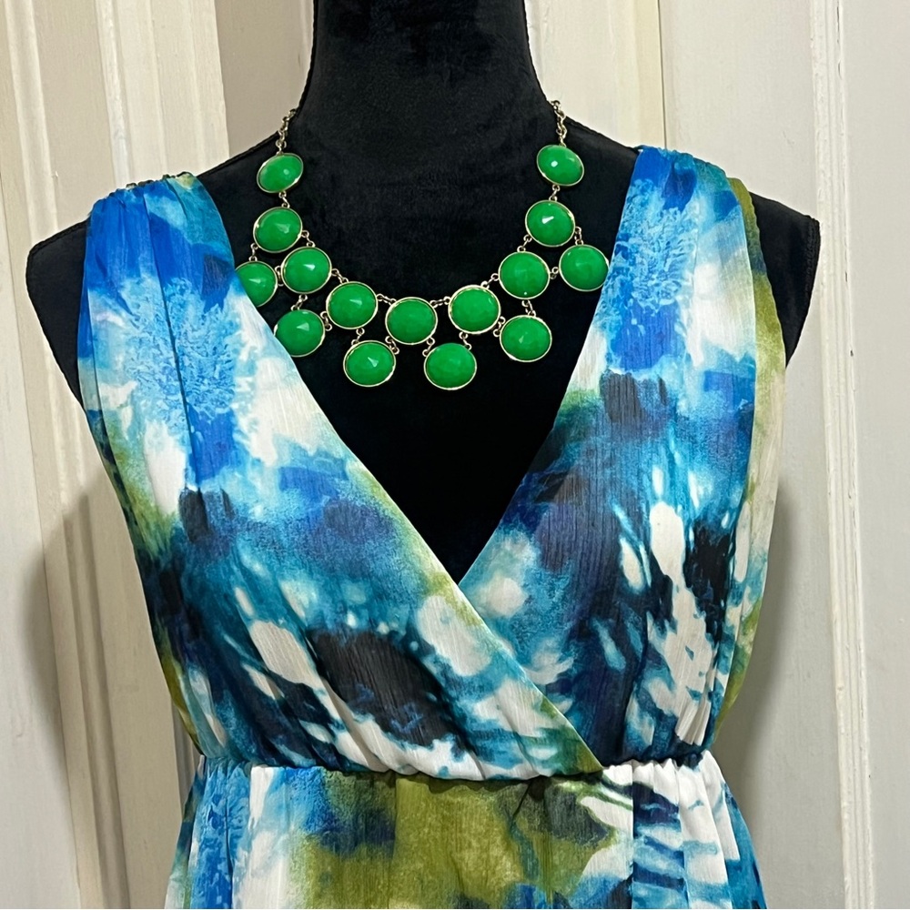 Motherhood Vibrant Blue and Green Maxi Dress Womens Small - Picture 9 of 14